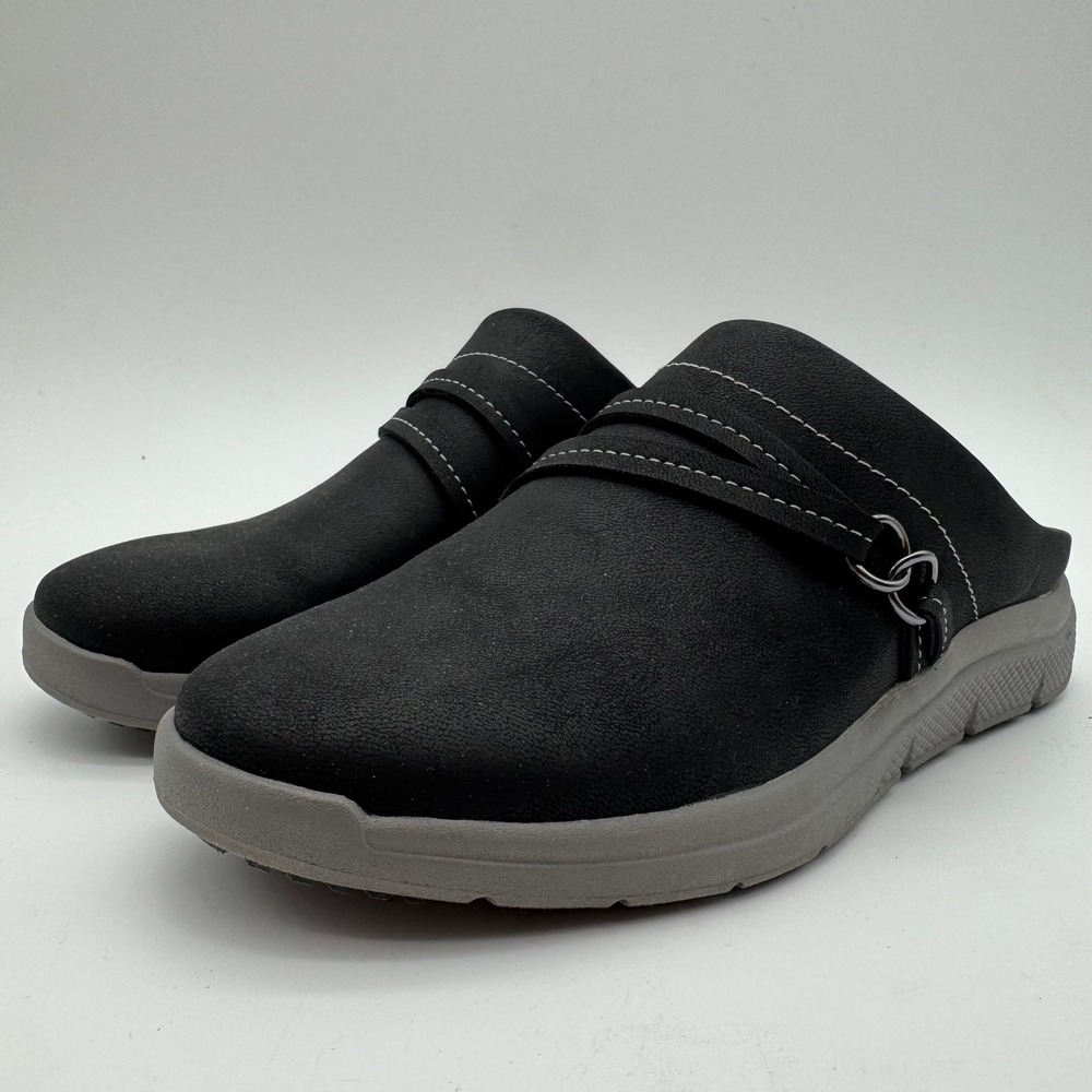 JSport Gina Women's Mule Clogs Black Memory Foam Slip On Shoes Size 6